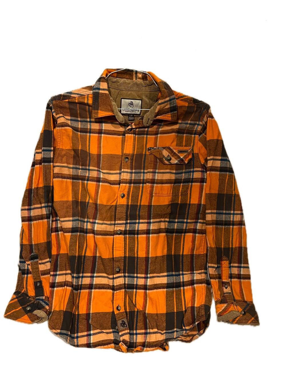 Legendary Whitetails Orange Brown Checked Flannel Mens Med
